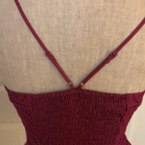 Women's Burgundy Peplum Top - Picture 5 of 8